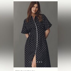 New ANTHROPOLOGIE The Tobie Shirt Dress by Exquise $198 large Black & White